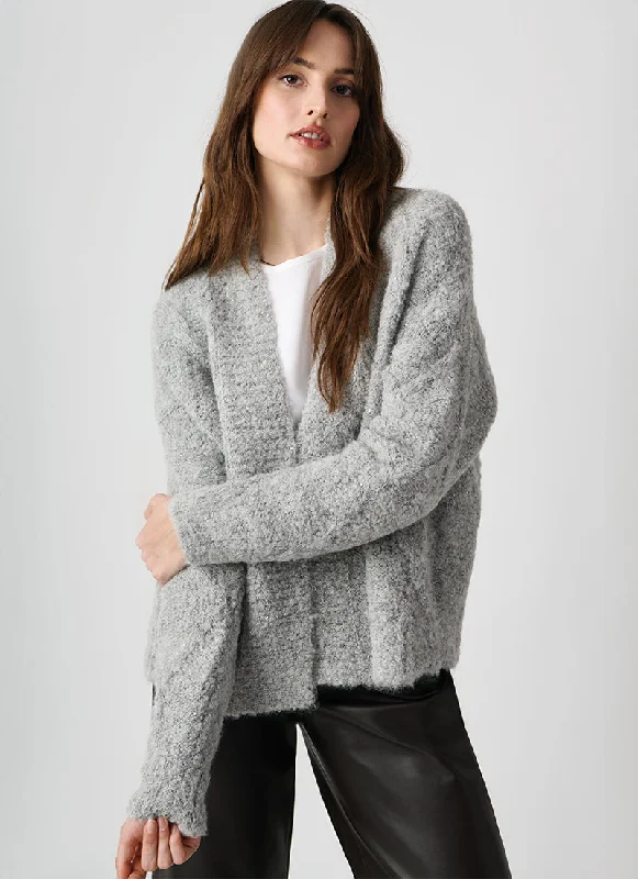 cardigan soft grey -Guinizelli Boucle Open Cardigan