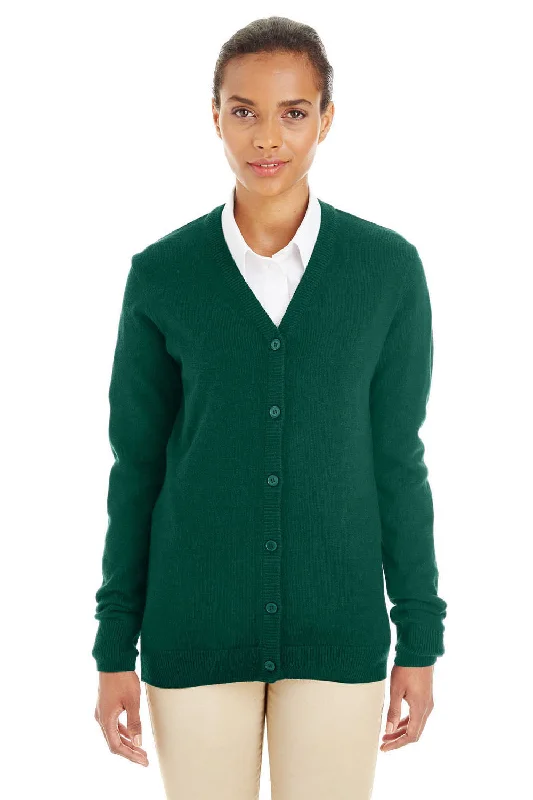 cardigan chic beige -Harriton Womens Pilbloc Pill Resistant Button Down Lone Sleeve Cardigan Sweater - Hunter Green