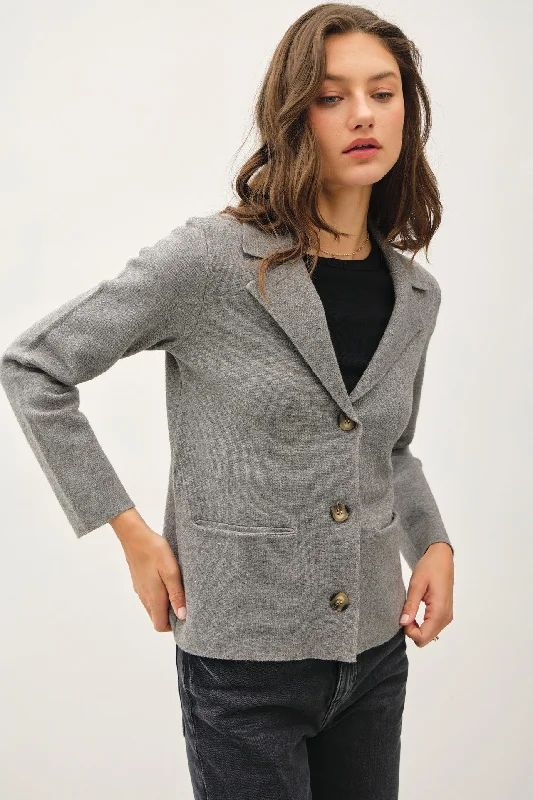 cardigan loose purple -NOTCH COLLAR CARDIGAN