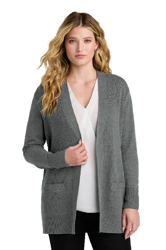 cardigan cozy mustard -Port Authority Womens Easy Care Open Front Long Sleeve Cardigan Sweater w/ Pockets - Heather Medium Grey - COMING SOON