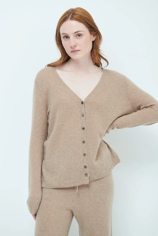 cardigan warm brown -Relaxed fit button-up knit cardigan wholesale