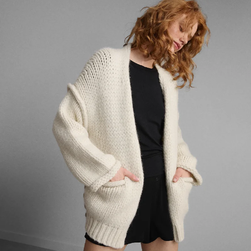 cardigan cropped length -Lofty Wool Whip Stitch Cardigan