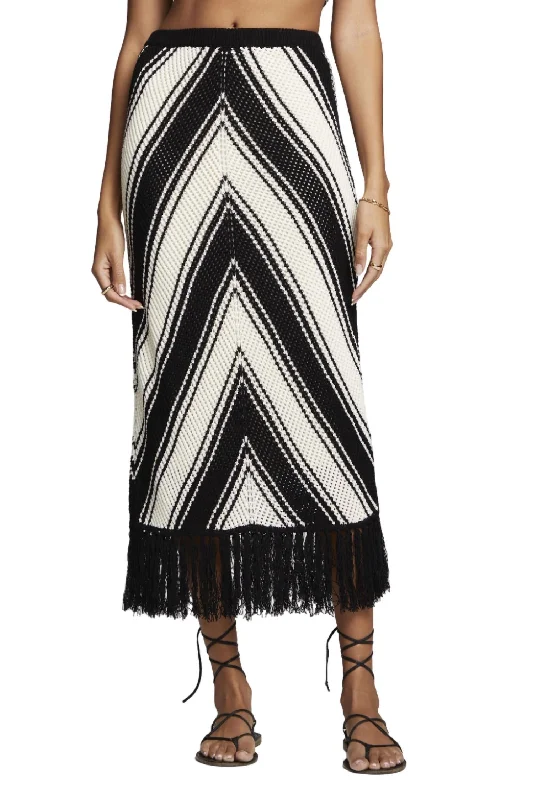 heather grey tiered skirts boho -Amberlyn Crochet Skirt In Black/off White