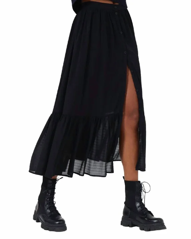 navy denim skirts modern -Anita Drape Midi Skirt In Moonless Night