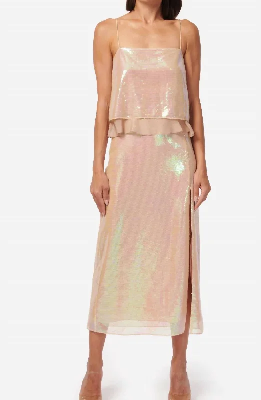 khaki leather skirts bold -Artemis Skirt In Opal Sequin