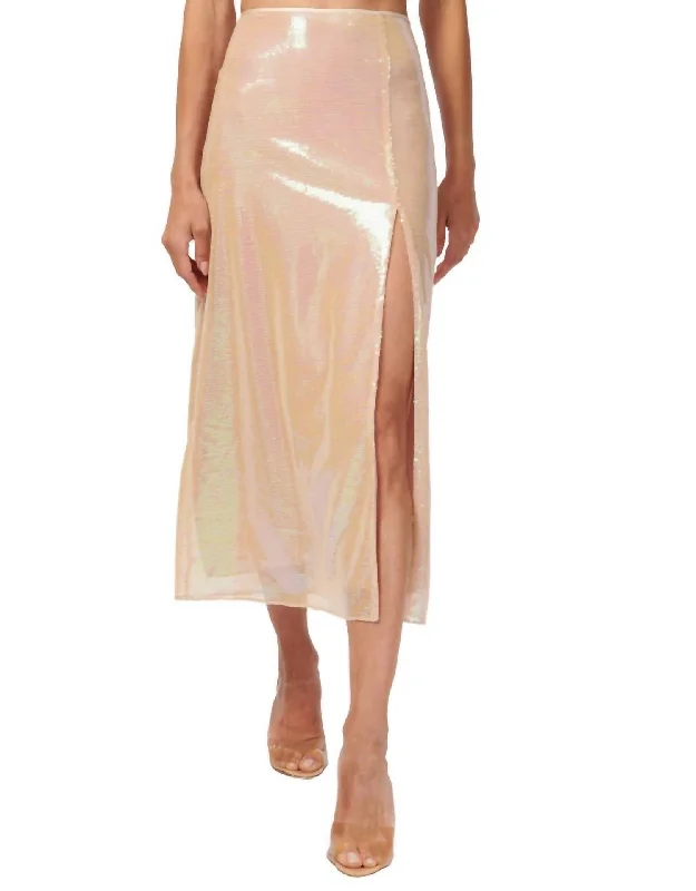 peach pleated skirts cute -Artemis Skirt In Opal Sequin