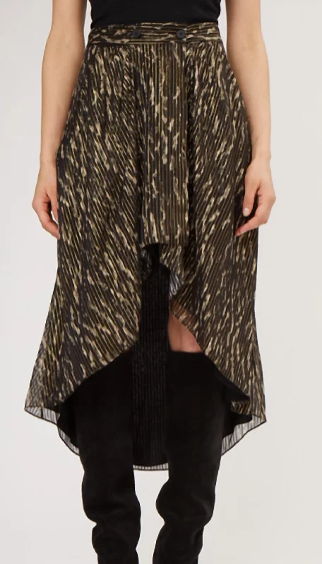 sage pleated skirts trendy -Arzu Skirt In Black/beige