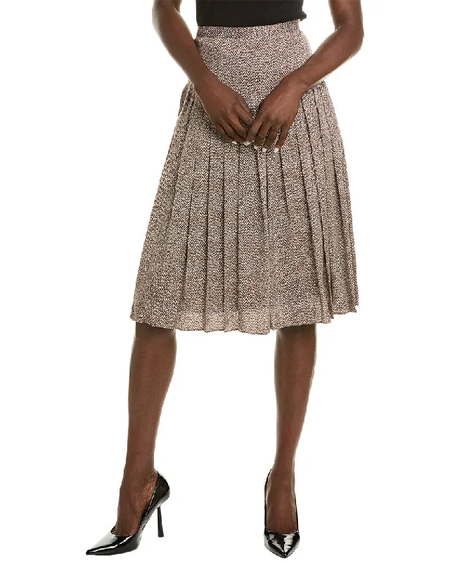 taupe midi skirts sleek -Brooks Brothers Silk-Blend Skirt