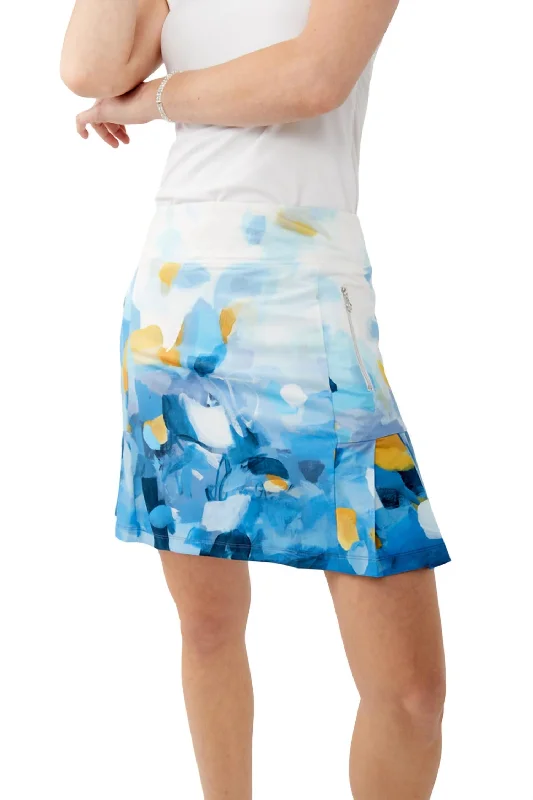 burnt orange maxi skirts bold -Brush Stroke Mini Skirt In Blue Dreams