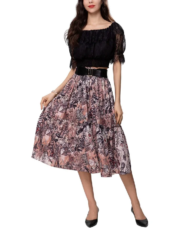 indigo A-line skirts modern -BURRYCO 2pc Top & Skirt Set