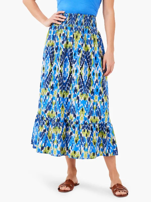 indigo tiered skirts boho -Diamond Dash Skirt In Blue Multi