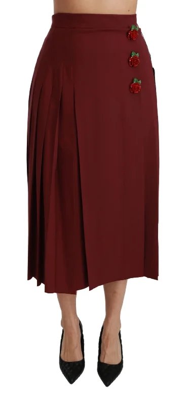 maroon maxi skirts vibrant -Dolce & Gabbana Elegant  High Waist Virgin Wool Women's Skirt