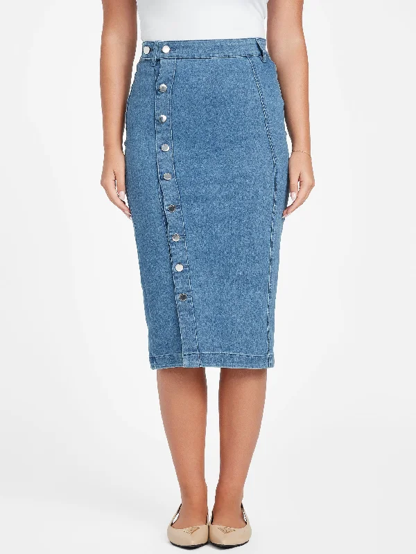 coral wrap skirts sleek -Eco Trish Midi Denim Skirt