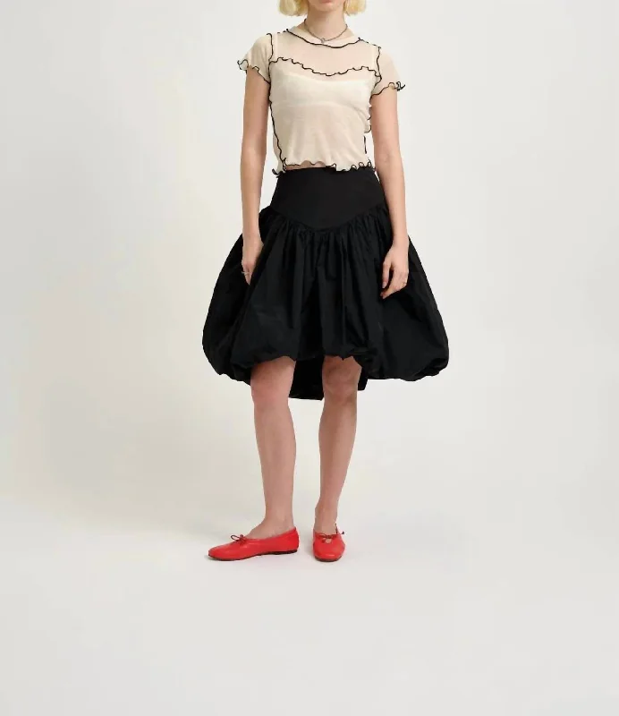 sage high waisted skirts chic -Emmie Bubble Skirt In Black Taffeta