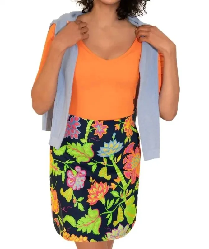 peach silk skirts luxurious -Glorious Skippy Skort In Navy Multi