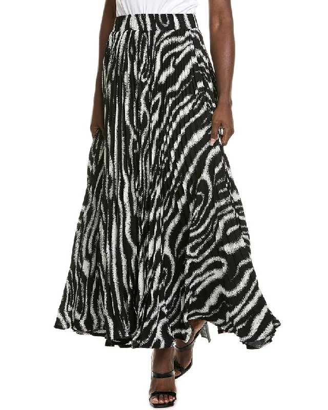 coral wrap skirts chic -Gracia Zebra Stripe Pleated A-Line Maxi Skirt