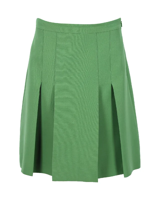 taupe wrap skirts smart -Gucci Pleated Skirt In Green Wool