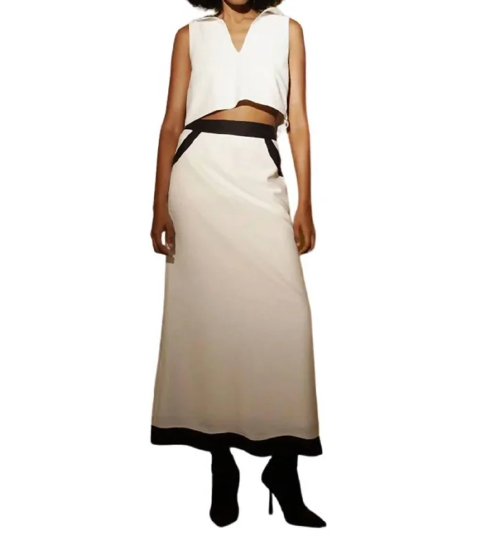 khaki A-line skirts versatile -Ilka Skirt In White