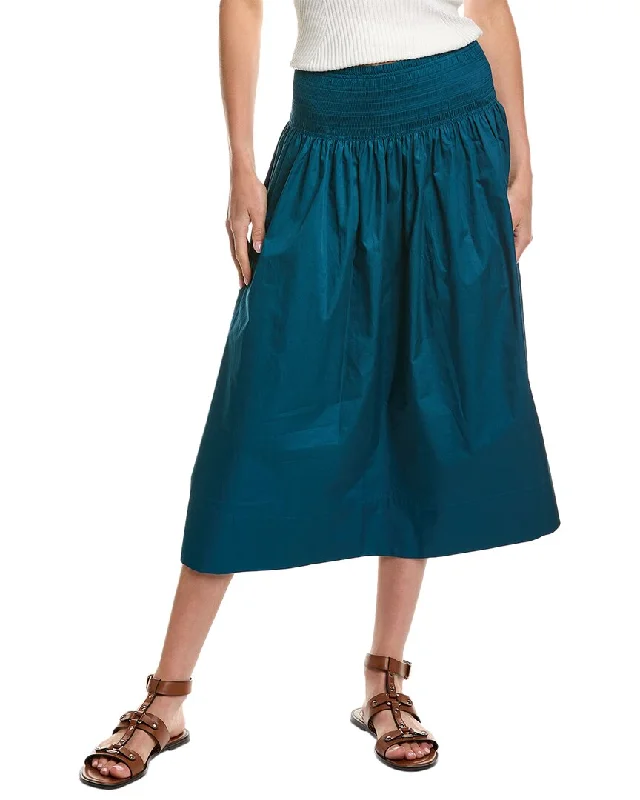 navy tiered skirts boho -Jason Wu Smocked Midi Skirt