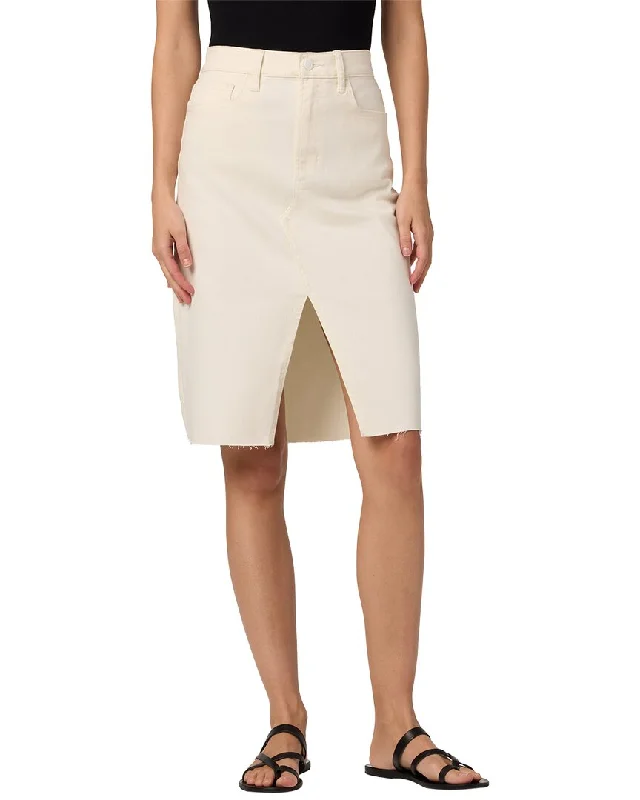 soft beige skirts for office -JOE’S Jeans High-Rise Front Slit Midi Skirt