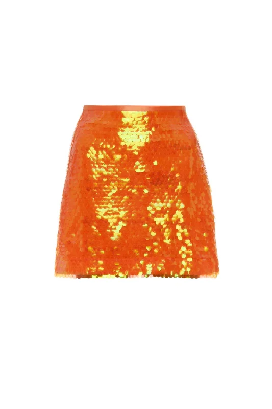 peach pleated skirts feminine -Jolly Rancher Skirt In Bright Tangerine