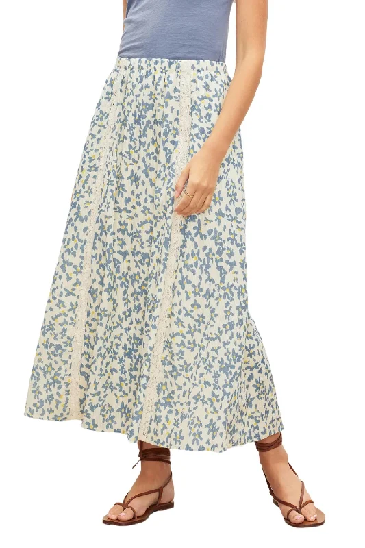 sage denim skirts casual -Kona Floral Lace Maxi Skirt In Multi Print