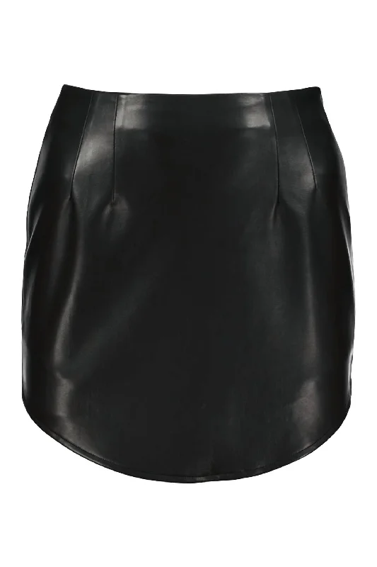 maroon pencil skirts polished -Marcela Vegan Leather Skirt In Black