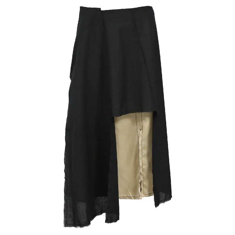 indigo A-line skirts sleek -Marni Asymmetric Skirt in Black Cotton