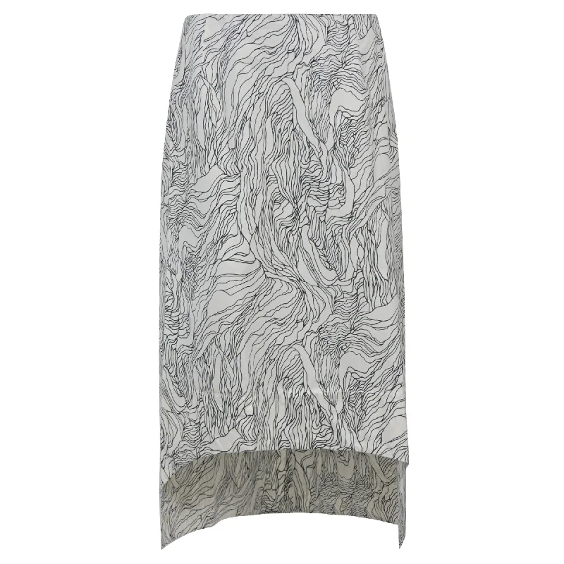 sage pencil skirts sleek -Marni Printed Asymmetric Skirt in Black and White Viscose