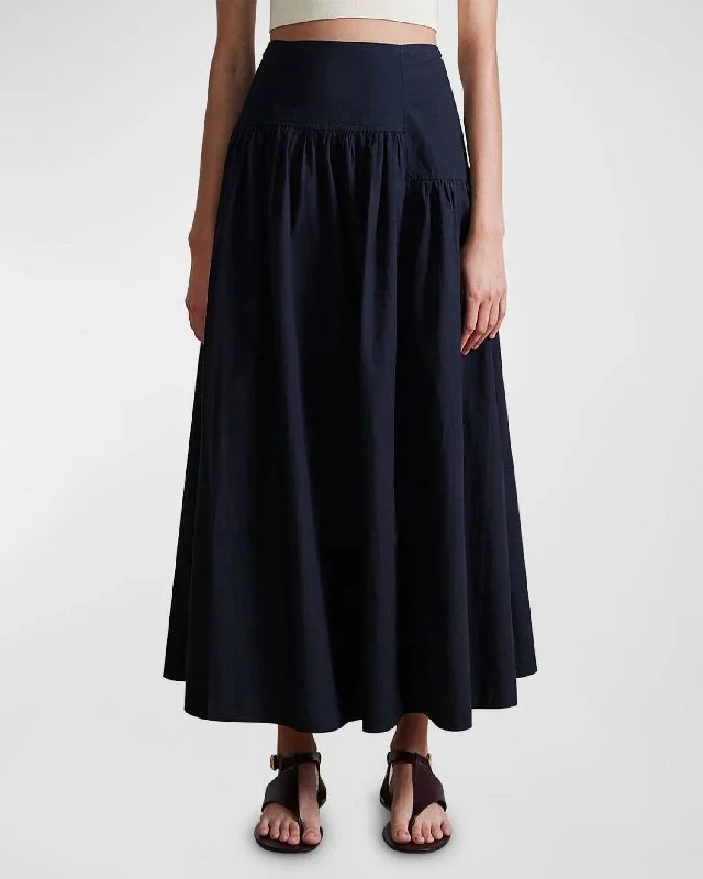 khaki chiffon skirts elegant -Nora Asymmetric Maxi In Black