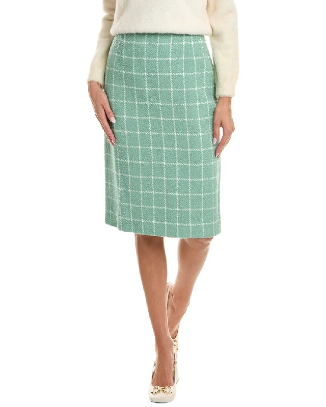 heather grey skirts for summer -Oscar de la Renta Silk-Lined Wool-Blend Skirt