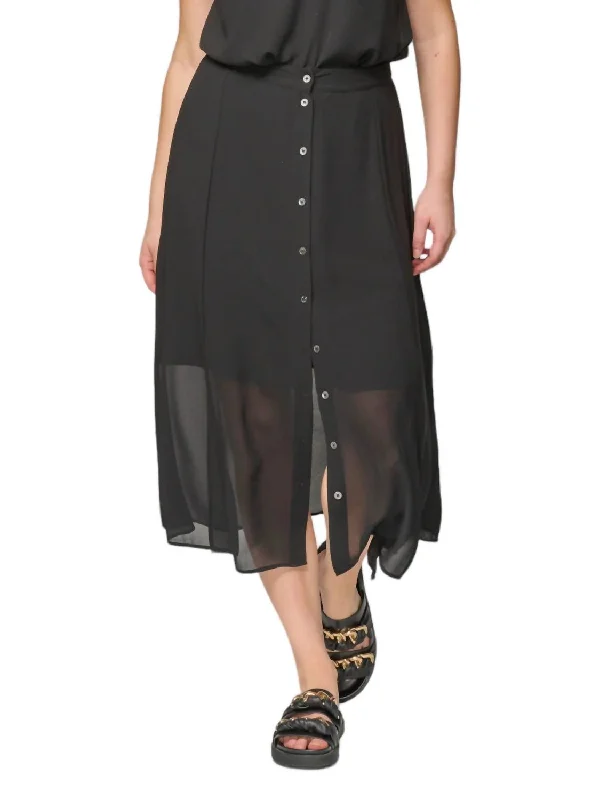 navy silk skirts feminine -Otine Skirt In Black