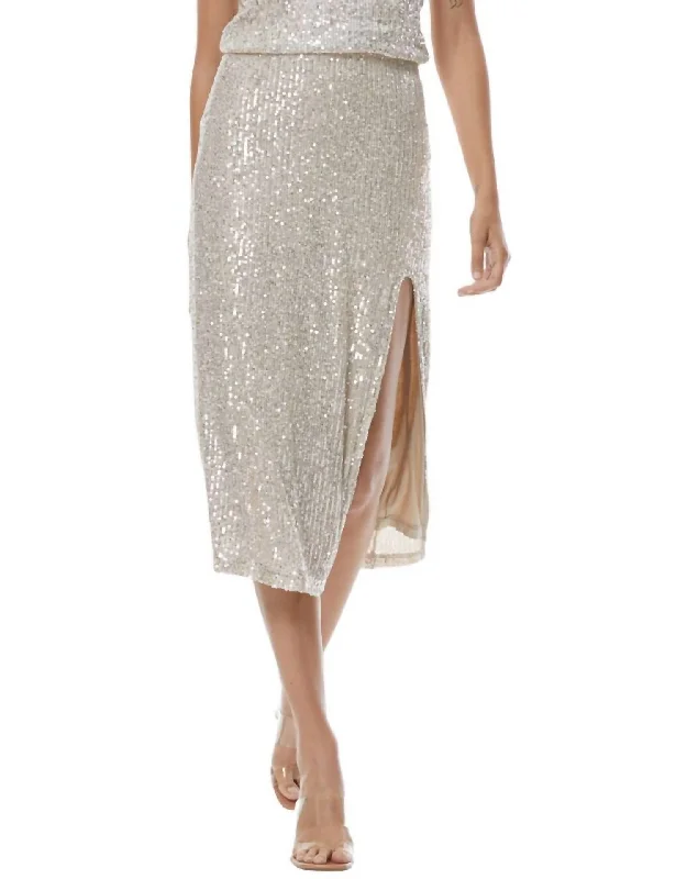 olive wrap skirts stylish -Pierre Sequin Pencil Skirt In Champagne