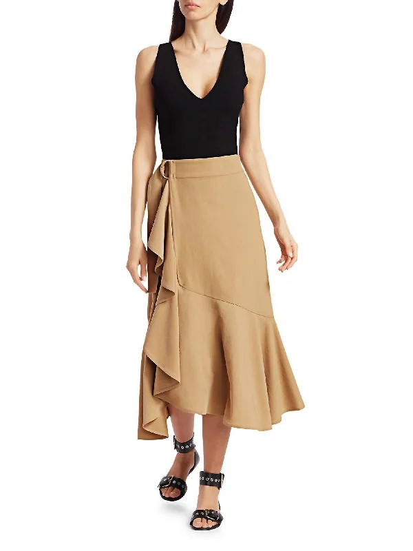 olive silk skirts feminine -Pierre Skirt In Beech