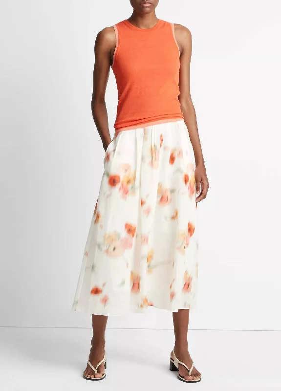 soft beige wrap skirts sleek -Poppy Blur Skirt In Cream Dusk