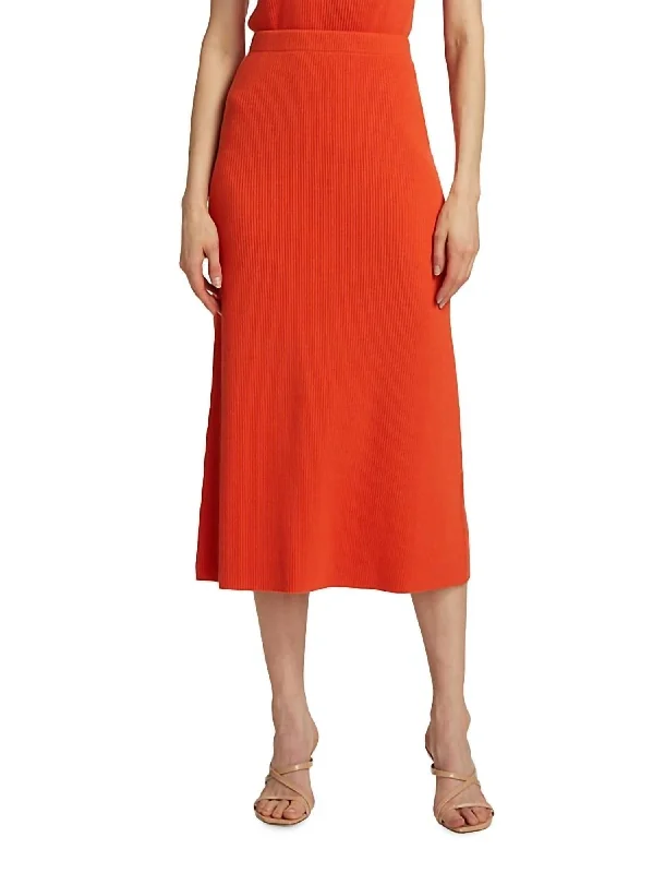 peach high waisted skirts vibrant -Ribbed Cotton Blend Skirt In Ruby Dusk