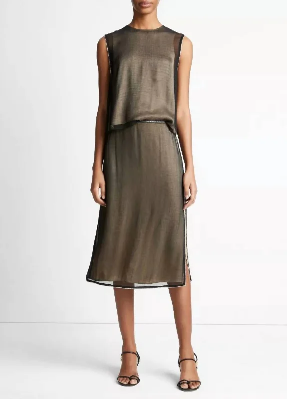 khaki chiffon skirts flowy -Sheer Skirt In Black