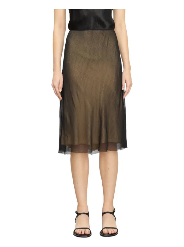 olive wrap skirts sleek -Sheer Slip Skirt In Black/chamois