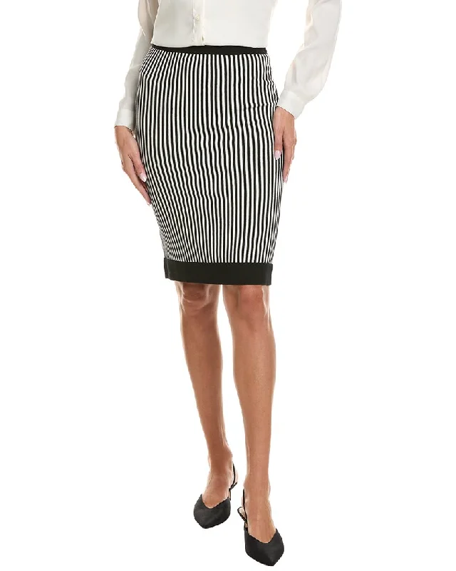 olive silk skirts feminine -St. John Stripe Pencil Skirt