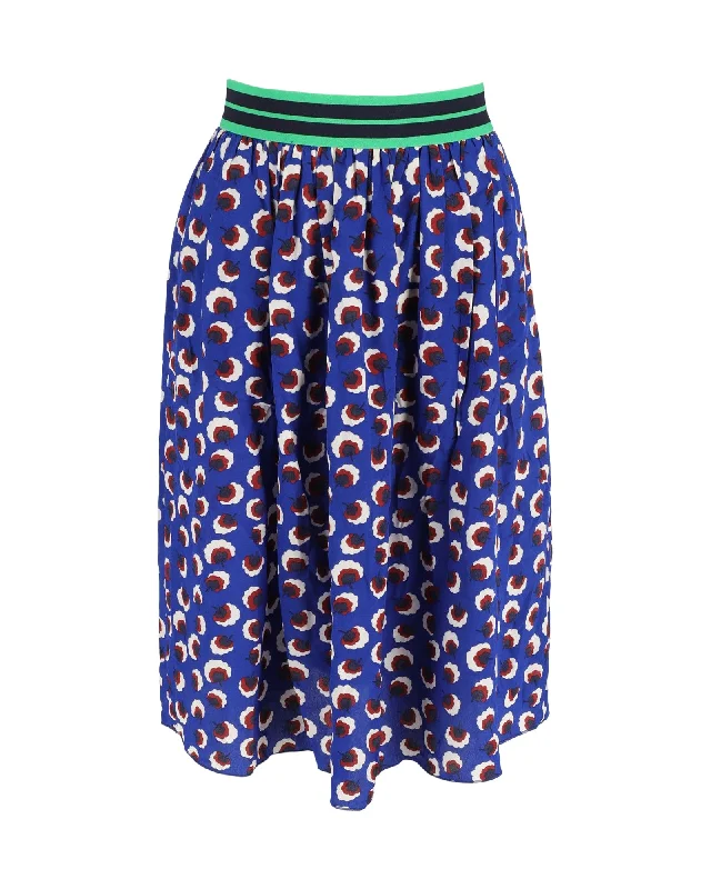 maroon A-line skirts vibrant -Stella McCartney Printed Skirt in Blue Silk