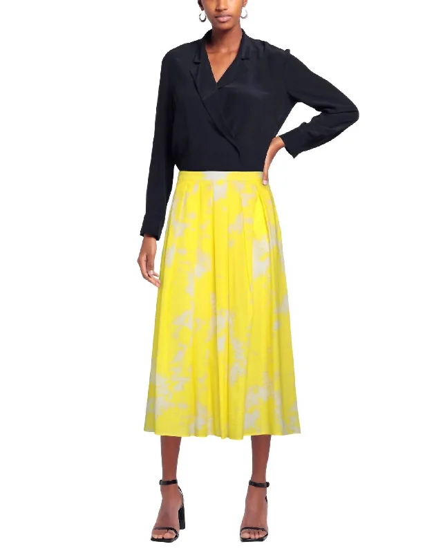 sage high waisted skirts chic -Summer Skirt In Lemon