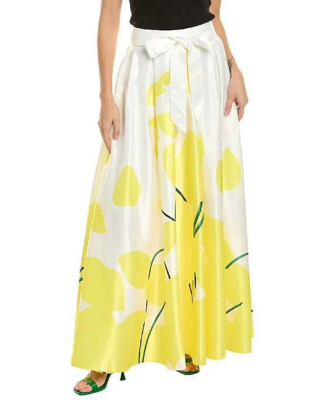 coral maxi skirts stylish -Sunny Days Maxi Skirt In White/yellow