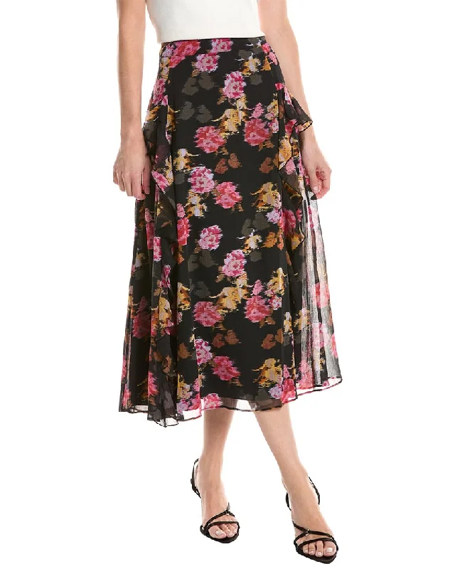 peach high waisted skirts chic -Ted Baker Waterfall Ruffle Midi Skirt