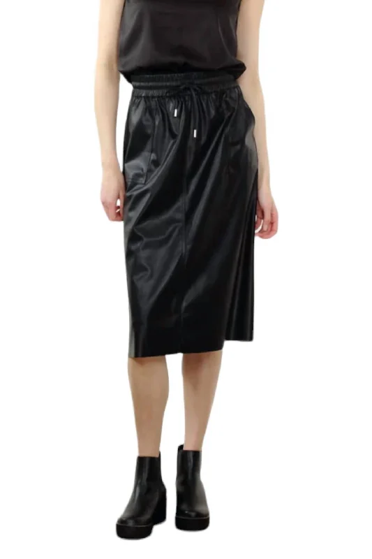 heather grey skirts for women -Vegan Leather Skirt In Black