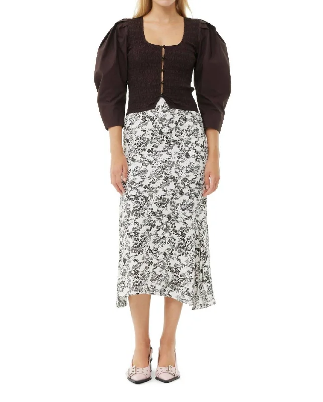 khaki midi skirts elegant -Viscose Twill Long Skirt In Egret