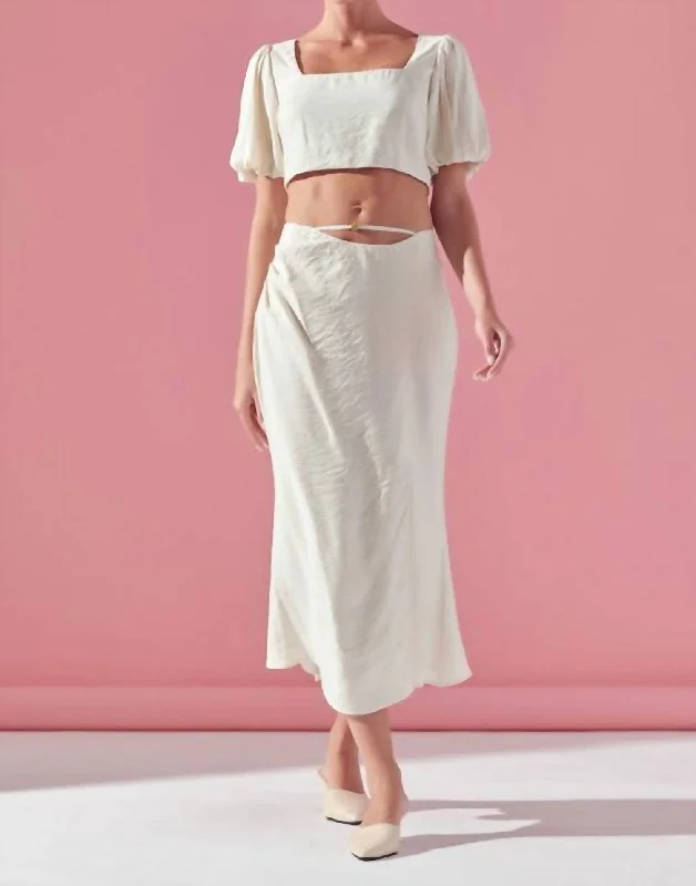 navy pleated skirts smart -Wildly In Love Set Top Skirt In Ivory