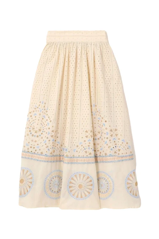 heather grey skirts for office -Women's Suri Amalfi Embroidery Skirt In Ivory