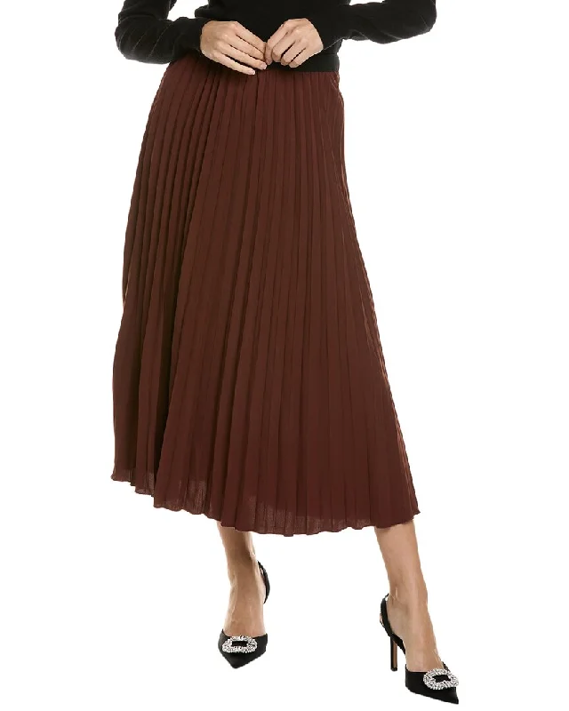 maroon chiffon skirts vibrant -YAL New York Chiffon Pleated Skirt