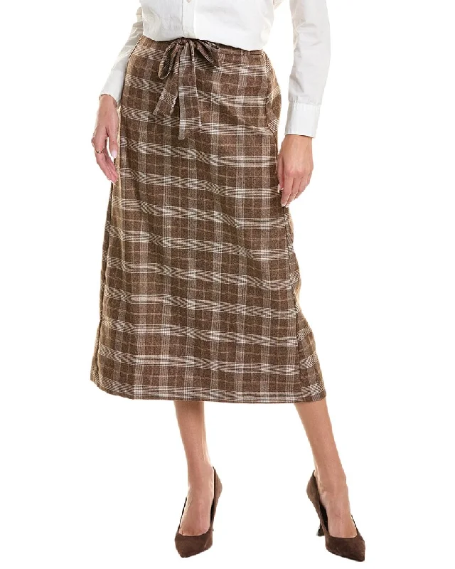 burnt orange maxi skirts bold -YAL New York Plaid Tie Waist Pencil Skirt