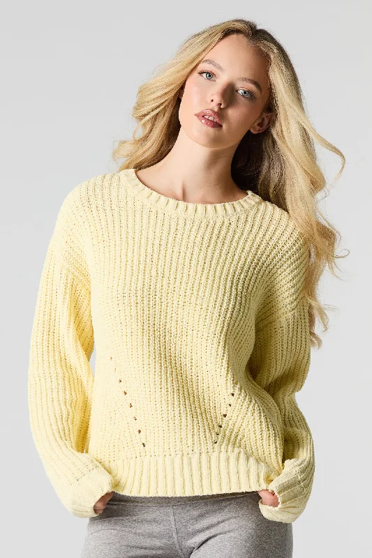 cardigan fashion trend -Chunky Knit Crewneck Sweater